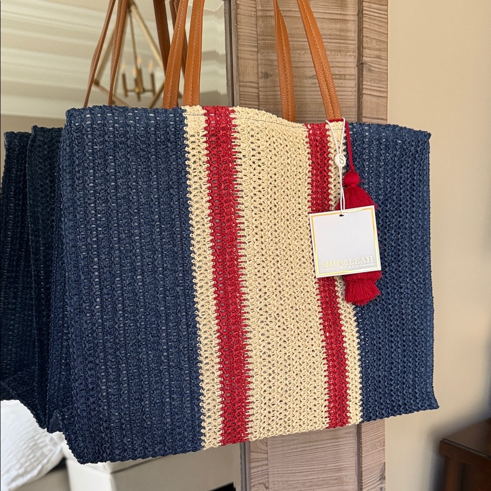 Shiraleah Navy, Red, and Cream Camden Tote Bag